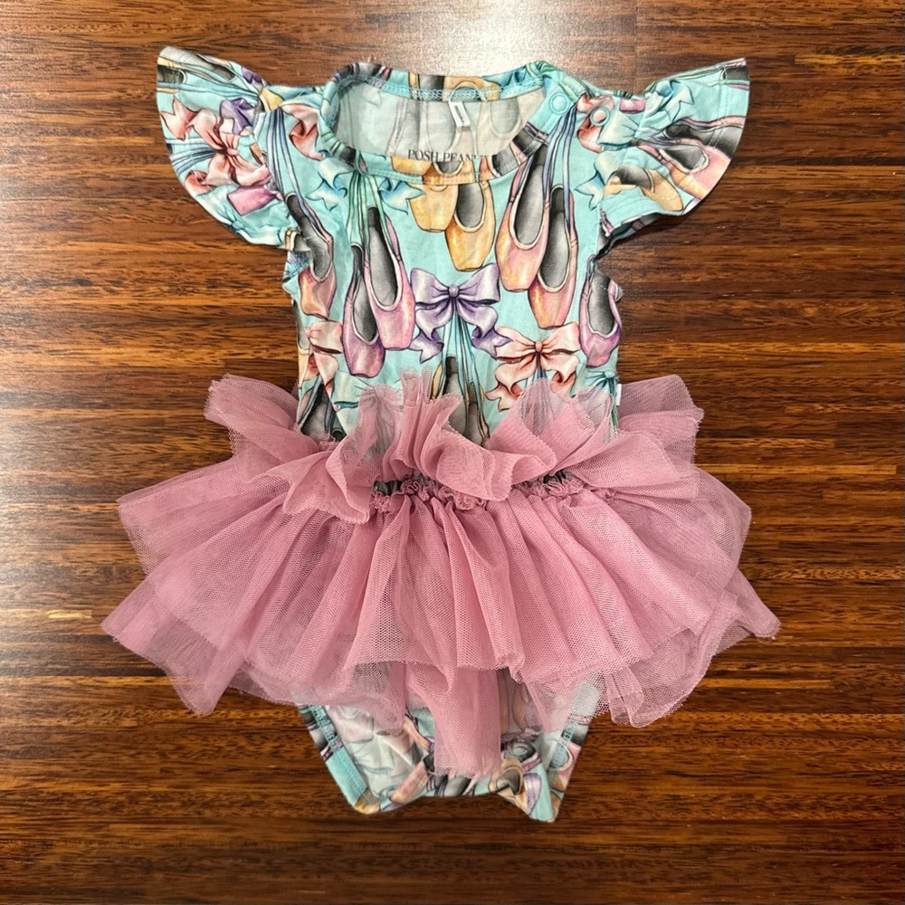Posh Peanut Bamboo Capsleeve Tulle Skirt Bodysuit Dress Irina Ballet Slippers